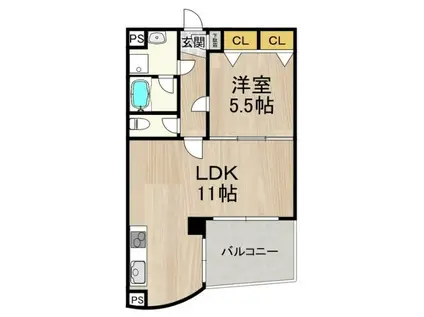 フェルザ今宮戎(1LDK/3階)の間取り写真