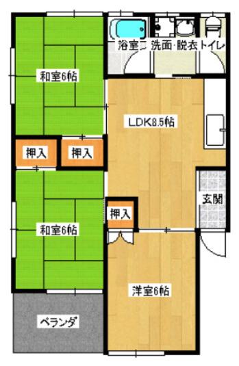 コーポ坂本(2LDK/2階)の間取り写真