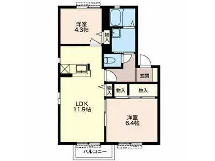 VANTAGE A(2LDK/2階)の間取り写真