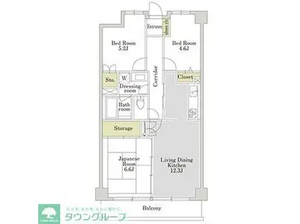 アーバンパーク三ツ池公園E棟(3LDK/5階)の間取り写真