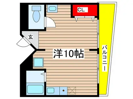 八事ベルハウス(ワンルーム/2階)の間取り写真