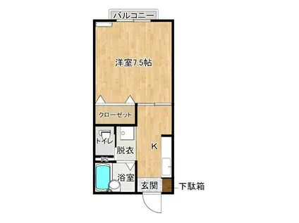 ロイヤルピーチ博多(1K/2階)の間取り写真