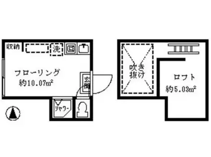 プライム落合(ワンルーム/2階)の間取り写真