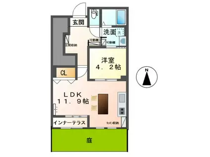 クレシアIV(1LDK/1階)の間取り写真