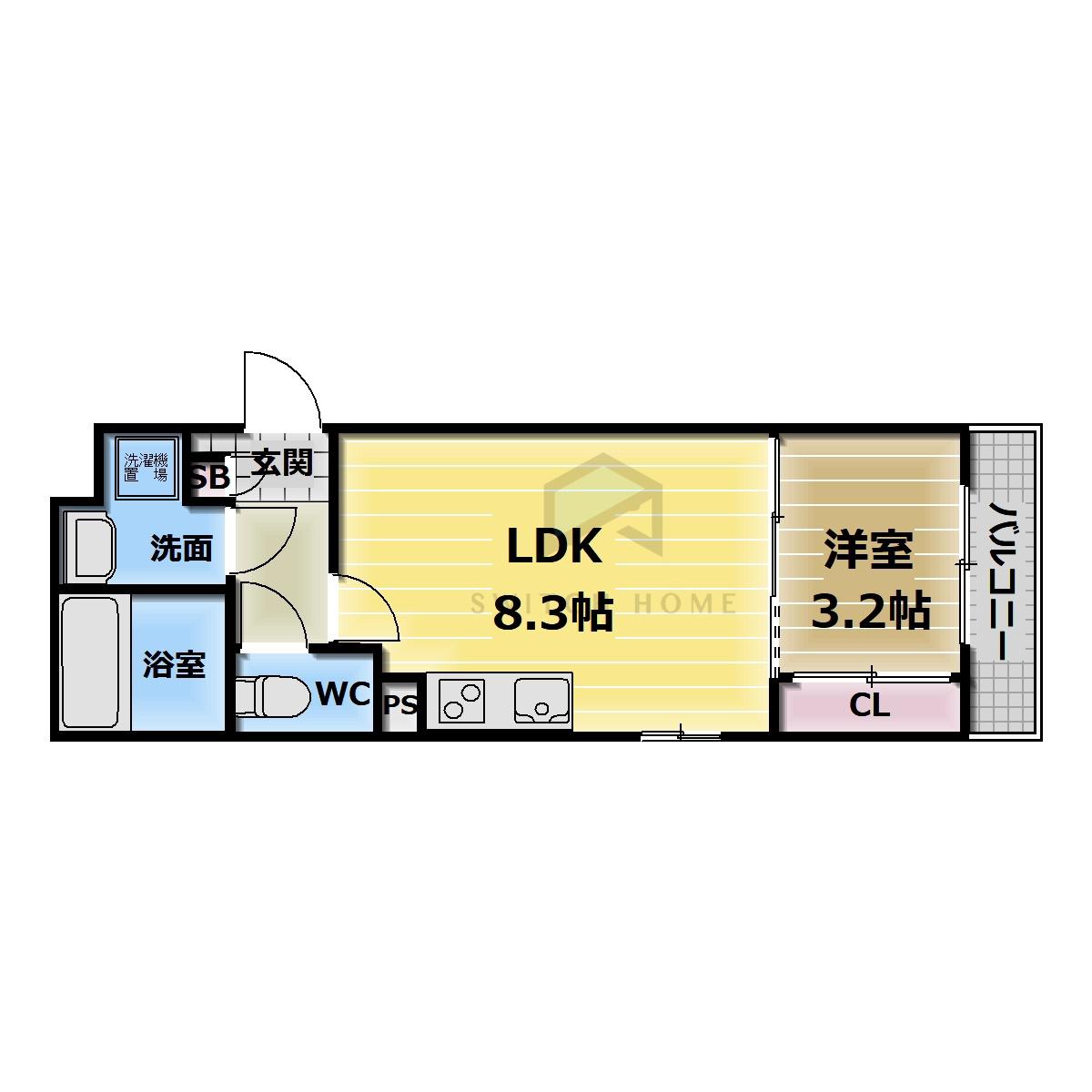 ラージヒル長瀬イースト(1LDK/2階)の間取り写真