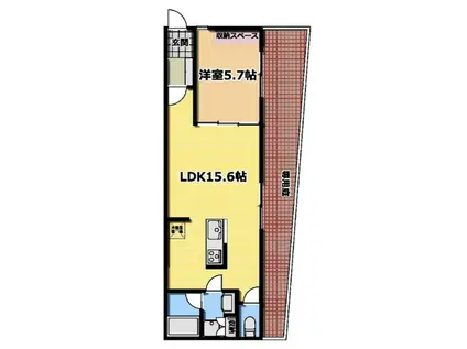 ブリリアント ジェイオー-1(1LDK/1階)の間取り写真