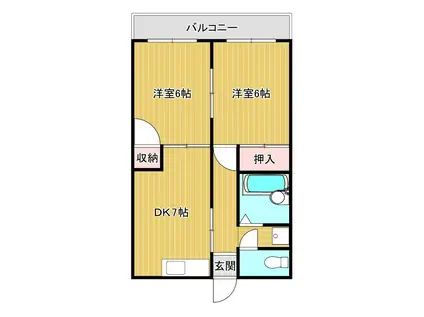 SHERRY 垢田南(2DK/1階)の間取り写真