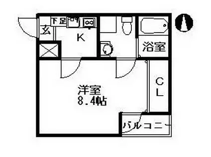 テルス ドゥ ガイア(1SK/2階)の間取り写真