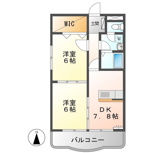 グリーントマト(2DK/4階)の間取り写真