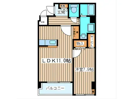 新田東レジデンス弐番館(1LDK/2階)の間取り写真