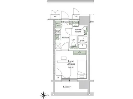 プレイ新丸子(1K/9階)の間取り写真