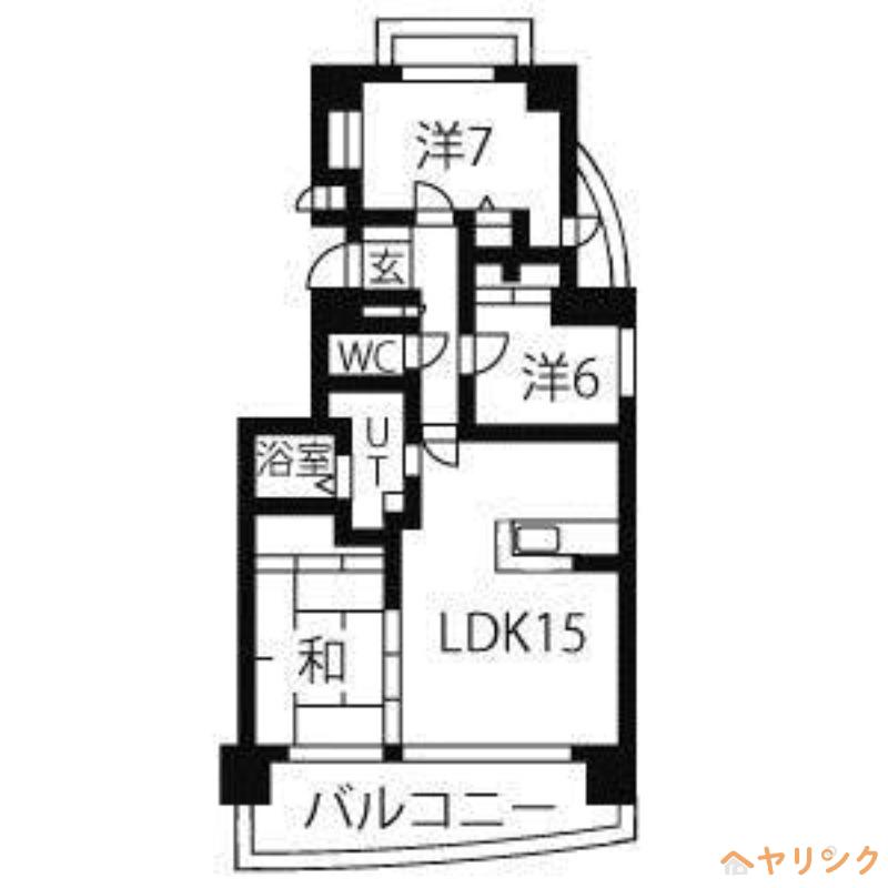 グランドール雅(3LDK/6階)の間取り写真
