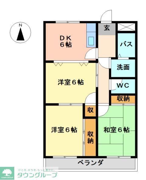 ヴァンベール文ケ岡II(3DK/1階)の間取り写真