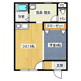 メゾンシエナII(1DK/2階)の間取り写真