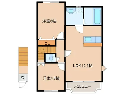 トレステーラフルールB(2LDK/2階)の間取り写真