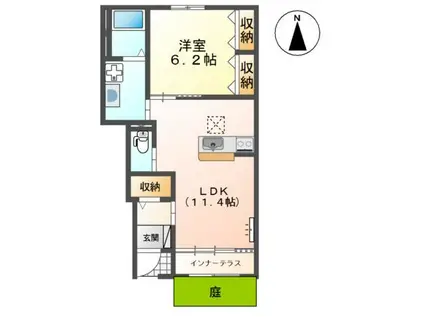 カンパーナ(1LDK/1階)の間取り写真