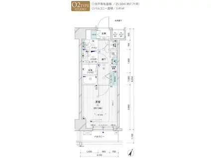 メインステージTOKYO・ノースHYS(1K/4階)の間取り写真