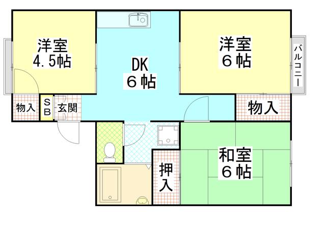 シティーハイツプロスパー(3DK/1階)の間取り写真