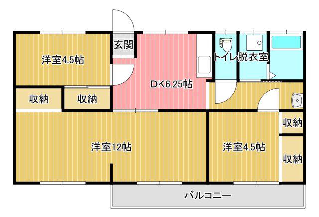 末次アパート(3DK/2階)の間取り写真