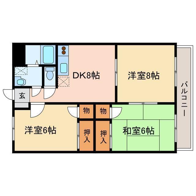 エクセレントAM(3DK/1階)の間取り写真