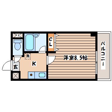 リエス原町(1K/2階)の間取り写真