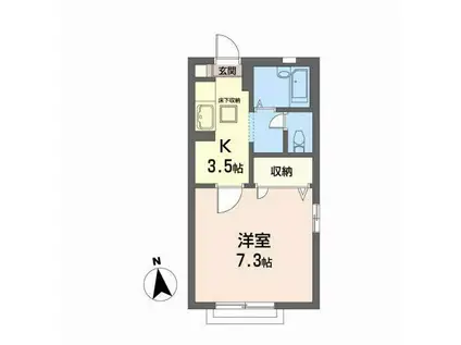 S・K・CORT II(1K/1階)の間取り写真