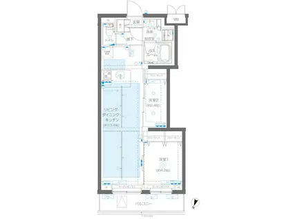 ZOOM蒲田イースト(2LDK/4階)の間取り写真