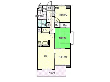 アカンサス鳥取(3DK/5階)の間取り写真