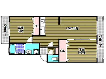 エステートファイブ(2LDK/2階)の間取り写真
