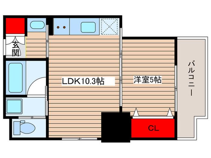 クロスレジデンス日本橋本町(1LDK/2階)の間取り写真