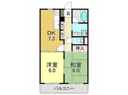 KTハイツ(2DK/2階)の間取り写真