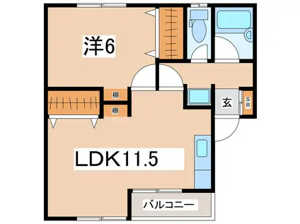 ふぁみーゆ(1LDK/2階)の間取り写真