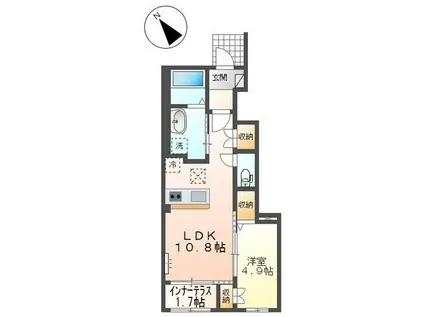 メゾンド・ソレイユB(1LDK/1階)の間取り写真