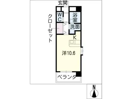 GRANDUKE AXIS(ワンルーム/4階)の間取り写真