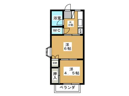 サンハイツ大神田(2K/1階)の間取り写真
