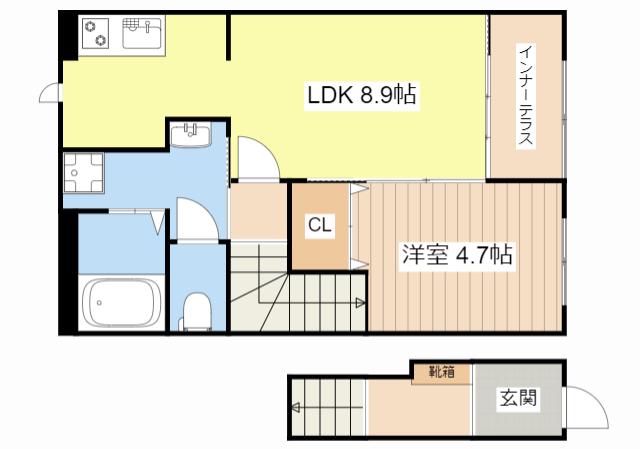 リュミエール(1LDK/2階)の間取り写真