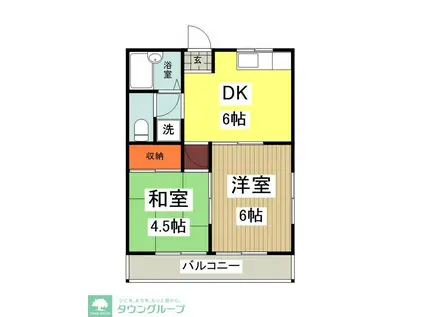 ピアシティ(2DK/2階)の間取り写真