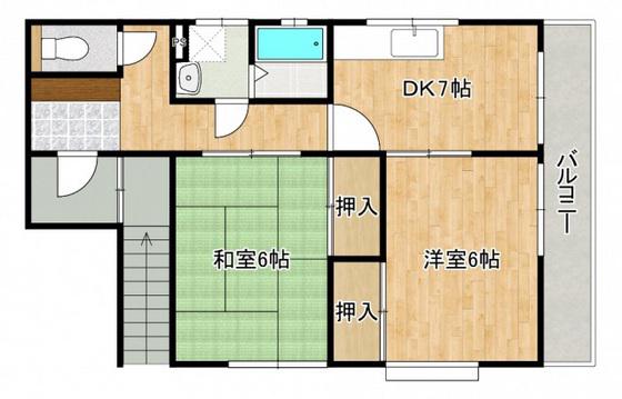 高橋コーポ(2DK/2階)の間取り写真