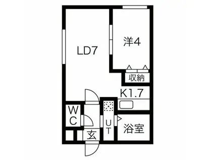 ラフィネ ジュ豊平公園(1LDK/4階)の間取り写真