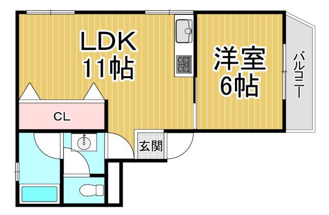 メゾン堀池(1LDK/3階)の間取り写真