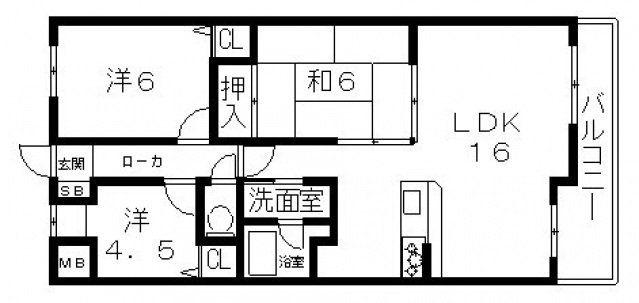 福久マンション(3LDK/4階)の間取り写真
