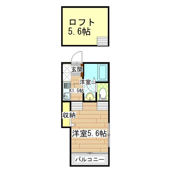 ザ・ソレイユ向山(1K/1階)の間取り写真