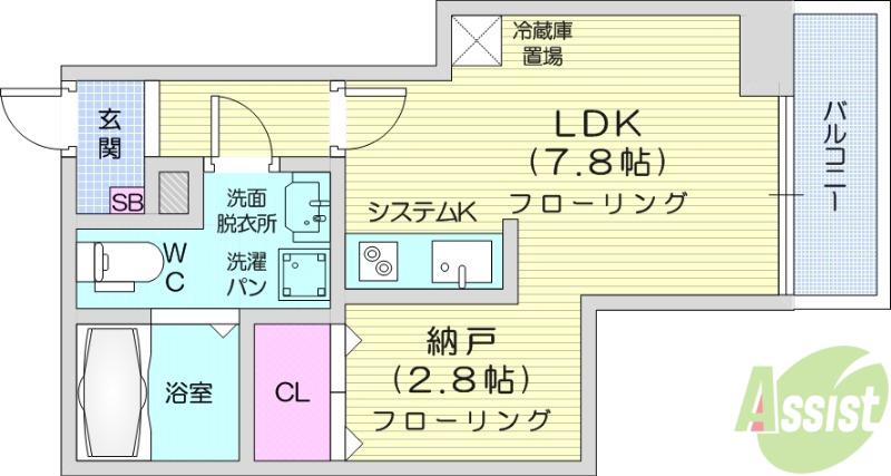 メリディアン多賀城新田(1LDK/2階)の間取り写真
