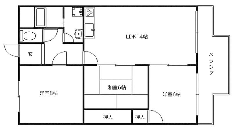 清秀レジデンス(3LDK/5階)の間取り写真