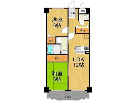 シェリール甲東園(2LDK/2階)の間取り写真