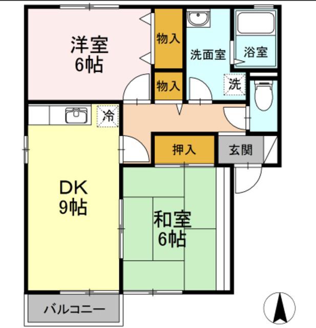 ボナールA(2LDK/1階)の間取り写真