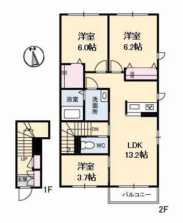 シャーメゾン グレイトフル II(3LDK/2階)の間取り写真