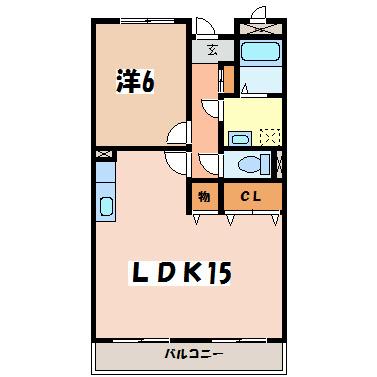 FINE OASIS AMYY(1LDK/2階)の間取り写真