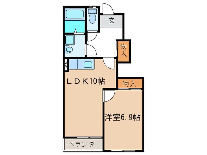 ハイツ樹々I(1LDK/1階)の間取り写真