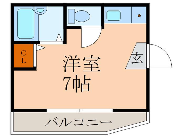 たかしハイツ(ワンルーム/2階)の間取り写真